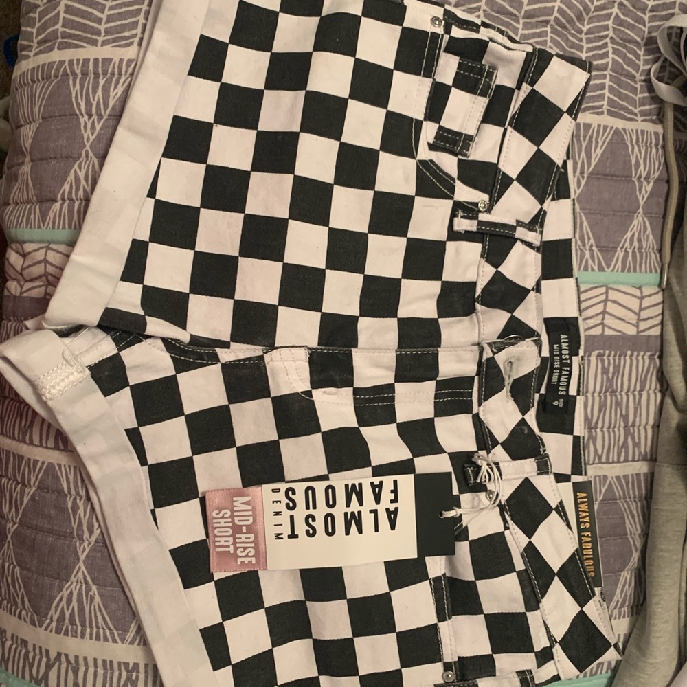 NWT black and white checkered shorts